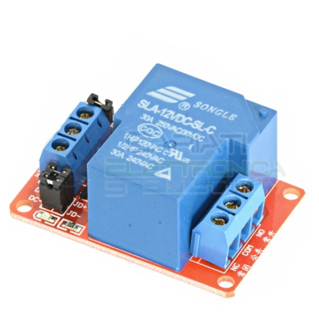 Scheda modulo 12V 1 relè canale 240Vac 30A SLA-12VDC-SL-C