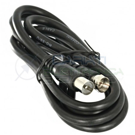 Cavo coassiale antenna tv parabola con attacco Maschio Femmina rapida a vite RG59 1,5 metri