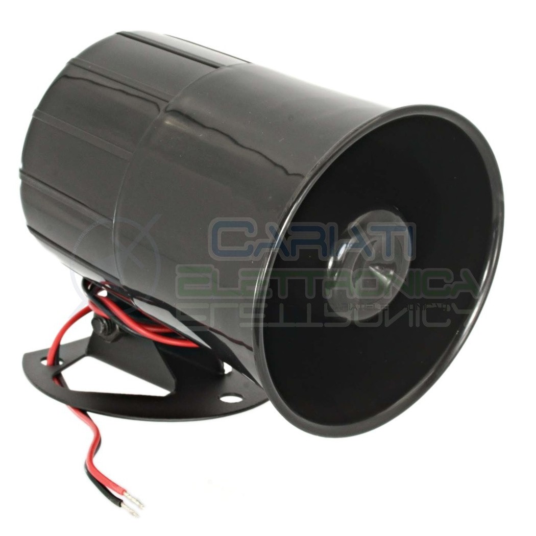 Sirena elettronica 6 toni 12V 20W allarme antifurto segnalatore acustico