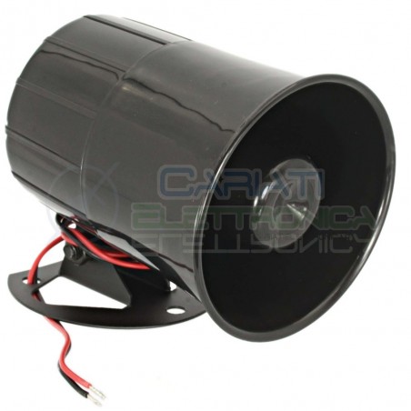 Sirena elettronica 6 toni 12V 20W allarme antifurto segnalatore acustico