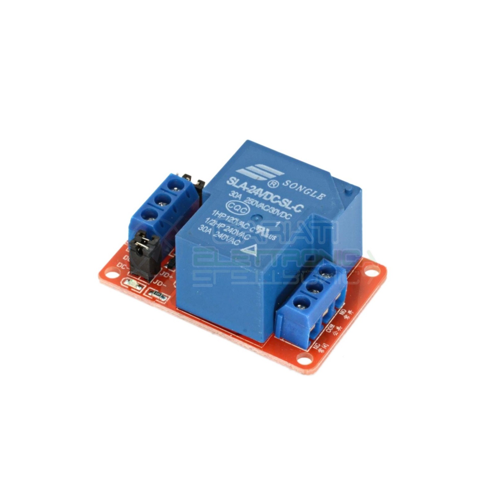 Scheda modulo 24V 1 relè canale 240Vac 30A SLA-24VDC-SL-C Songle