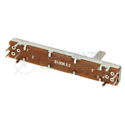 Potenziometro slider a slitta lineare stereo 60mm 100kohm 100k B100K X 2Cosocomi