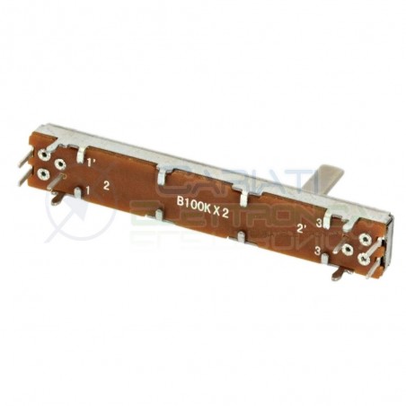 Potenziometro slider a slitta lineare stereo 60mm 100kohm 100k B100K X 2Cosocomi