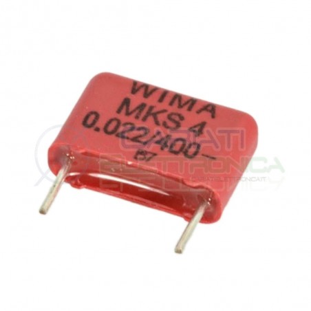 2 PEZZI Condensatore in poliestere WIMA 22nF 400V Passo 10mm 10% MKS4