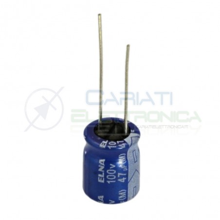5 PEZZI Condensatore elettrolitico ELNA 47uF 100V 85°C 10X12mm PASSO 5mm Elna