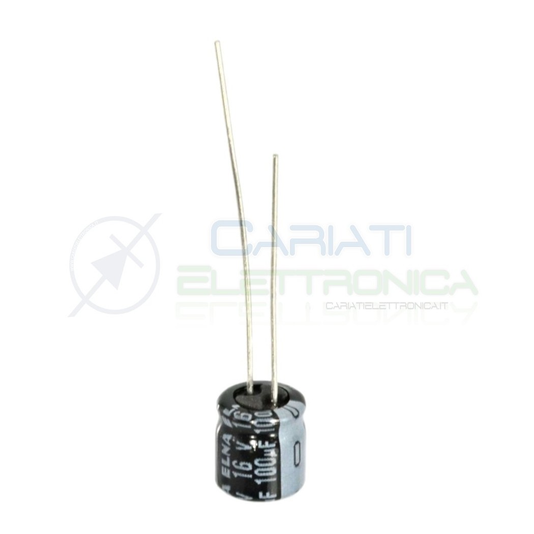 10 PEZZI Condensatore elettrolitico ELNA 100uF 16V 85°C 7X6mm PASSO 2,54mm Elna