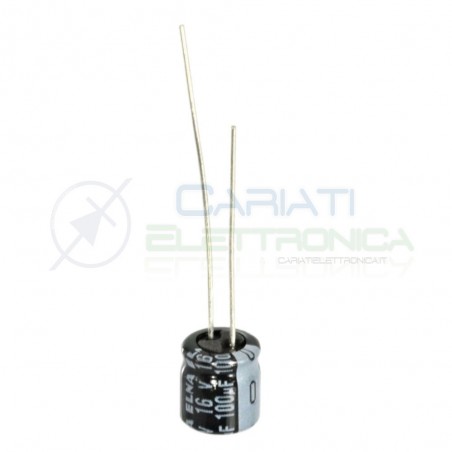 10 PEZZI Condensatore elettrolitico ELNA 100uF 16V 85°C 7X6mm PASSO 2,54mm Elna