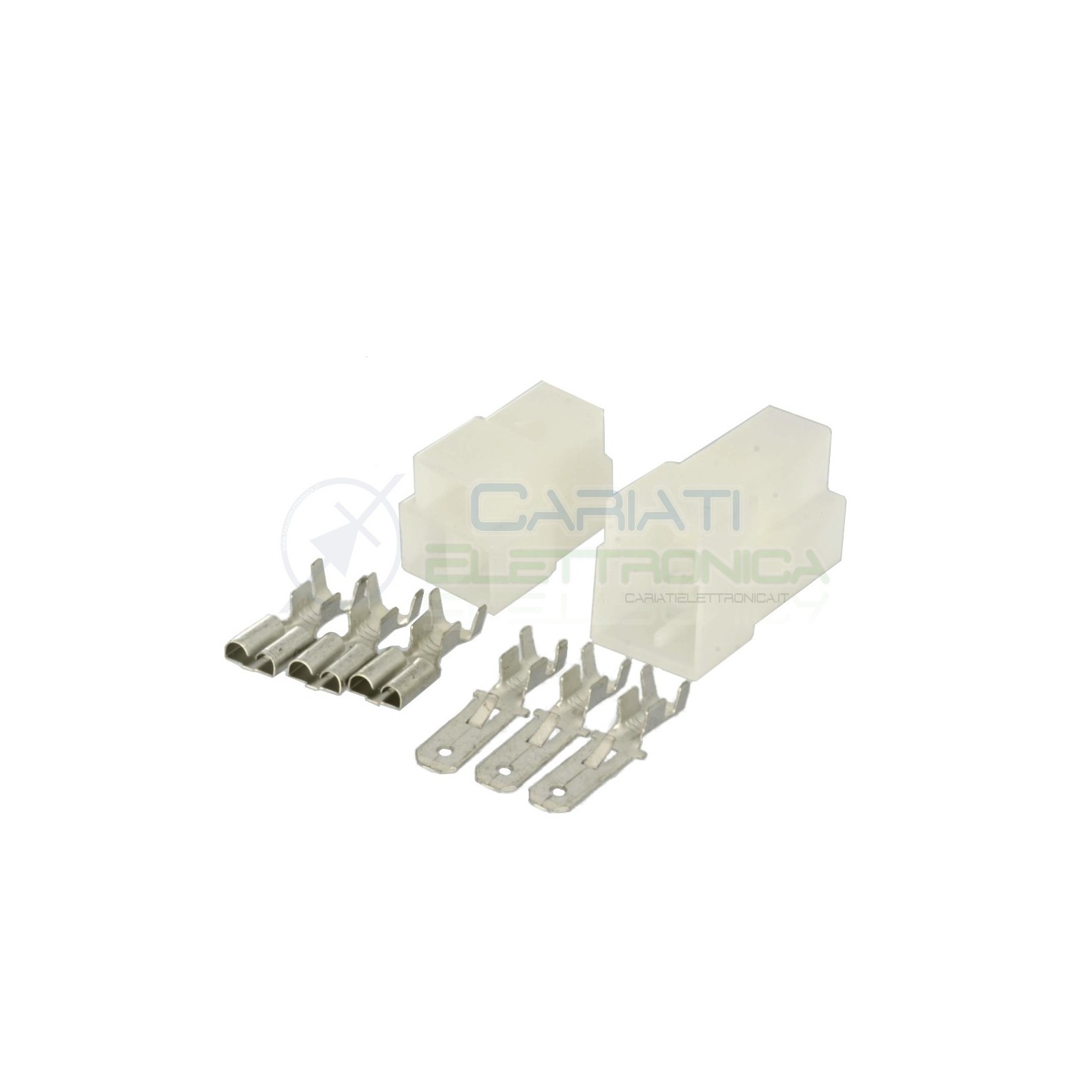 KIT BLOCCHETTI BLOCCHETTO CONNETTORI FASTON 3 POLI 6.35mm MASCHIO FEMMINA
