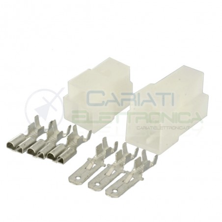 KIT BLOCCHETTI BLOCCHETTO CONNETTORI FASTON 3 POLI 6.35mm MASCHIO FEMMINA