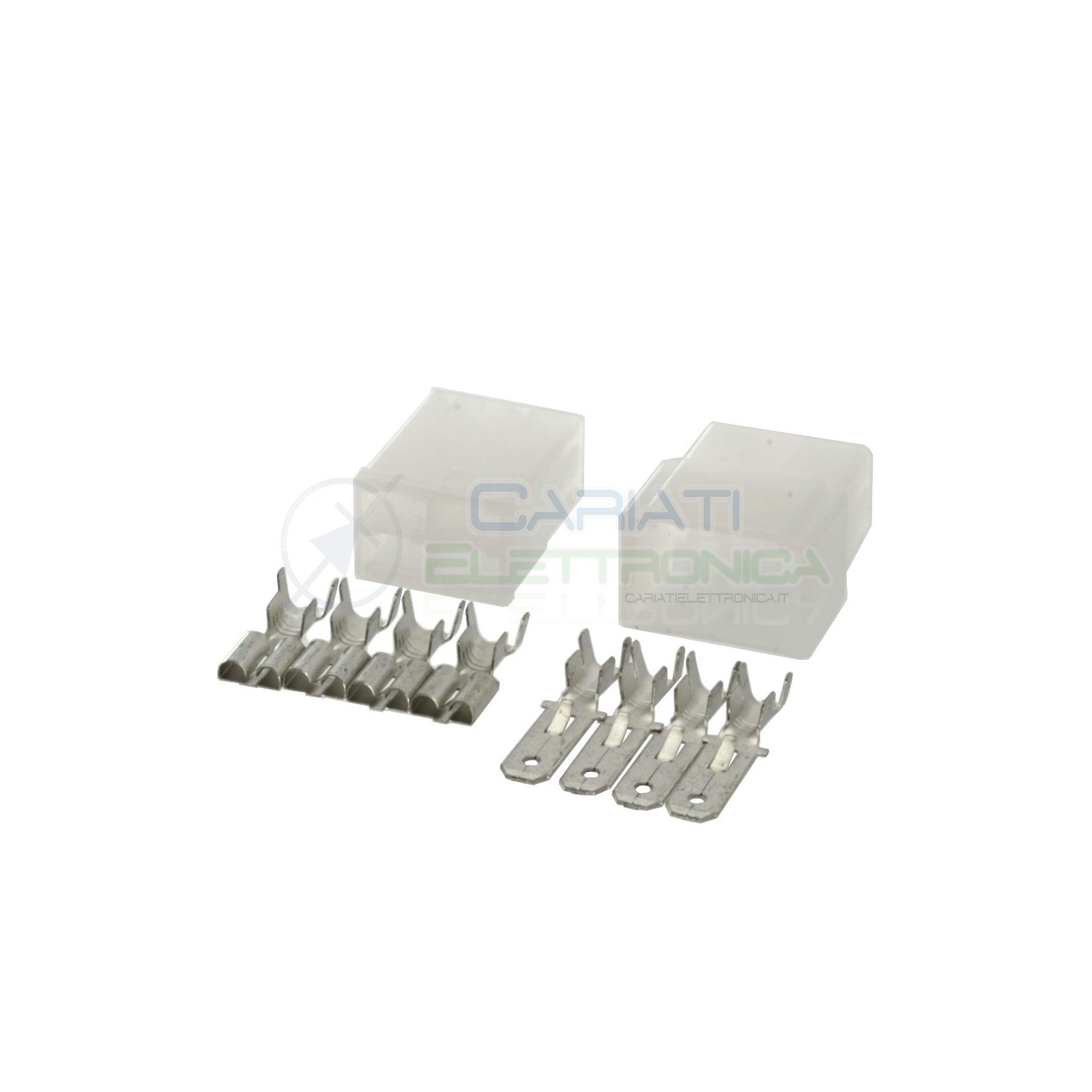 KIT BLOCCHETTI BLOCCHETTO CONNETTORI FASTON 4 POLI 6.35mm MASCHIO FEMMINA