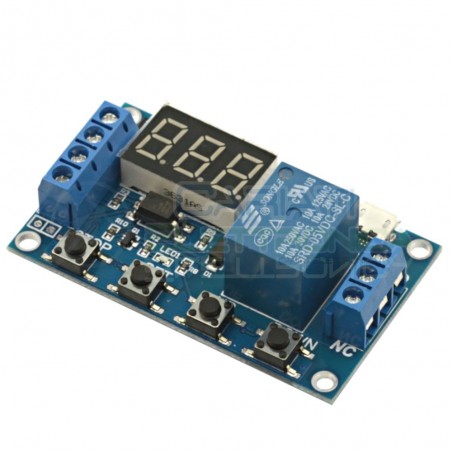 MODULO SCHEDA TEMPORIZZATORE TIMER 5V 12V 24V CON 1 RELE' RELAY E PIù FUNZIONI