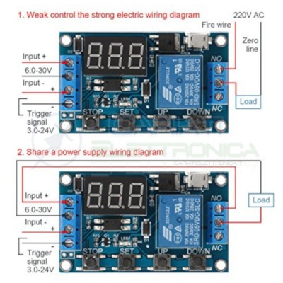Modulo scheda temporizzatore timer 5v 12v con 1 rele' relay e più funzioni