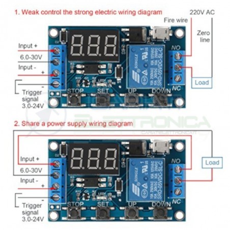Modulo scheda temporizzatore timer 5v 12v con 1 rele' relay e più funzioni