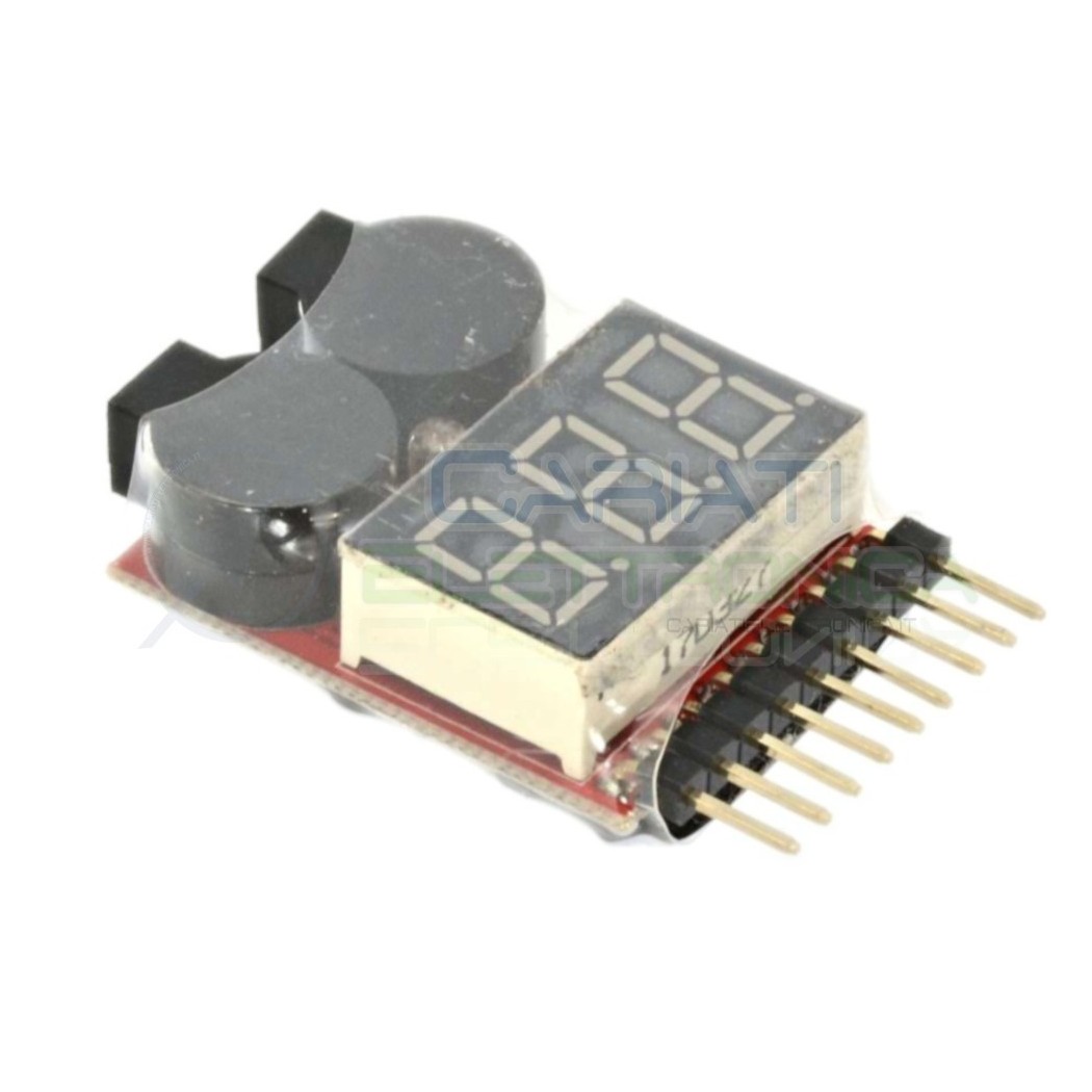 Tester per pacchi batteria LiPo Li-ion LiMn Li-Fe 1-8s con buzzer per allarme bassa tensioneGenerico