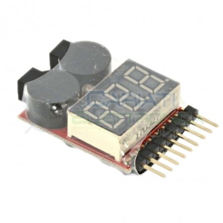 Tester per pacchi batteria LiPo Li-ion LiMn Li-Fe 1-8s con buzzer per allarme bassa tensioneGenerico