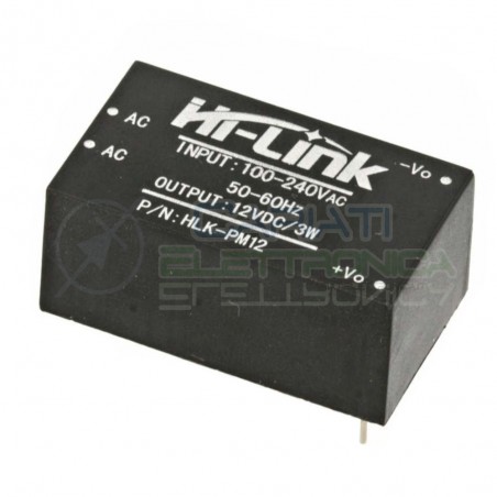 Trasformatore HI-LINK 3W 12V DC Ingresso 230V Ac Uscita 1x12V DC HLK-PM12