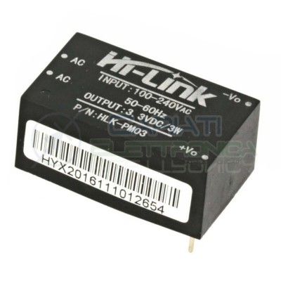 Trasformatore HI-LINK 3W 3.3V DC Ingresso 230V Ac Uscita 1x3.3V DC HLK-PM03