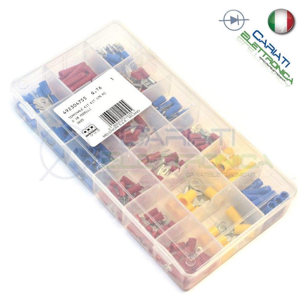 300 pezzi di Terminali per cavo 18 modelli Capicorda Forcelle Occhielli FastonGenerico
