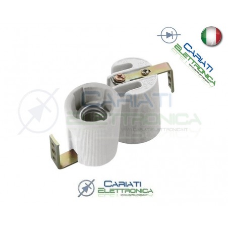 1 PORTALAMPADA CERAMICO IN CERAMICA CON STAFFA PER ATTACCO E14 E 14
