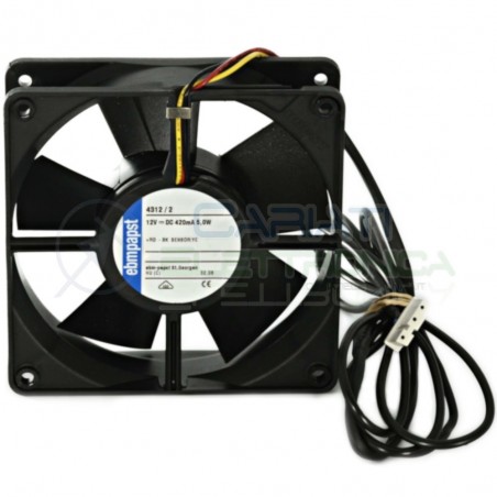Ventola assiale da 12V dc 5 WATT ebmpapst 4312/2 120 x 120 x 32mm con cavo 2 metri