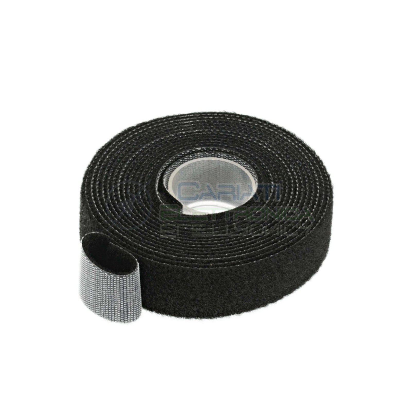 Avvolgicavo NERO in Nylon a strappo tagliabile Diametro 20mm massimo Lunghezza 2,5 metri