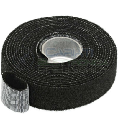 Avvolgicavo NERO in Nylon a strappo tagliabile Diametro 20mm massimo Lunghezza 2,5 metri