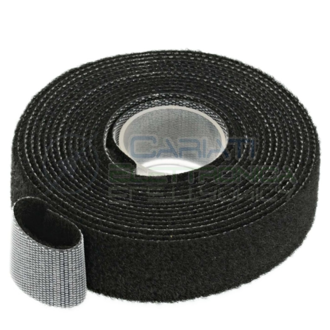 Avvolgicavo NERO in Nylon a strappo tagliabile Diametro 20mm massimo Lunghezza 2,5 metri