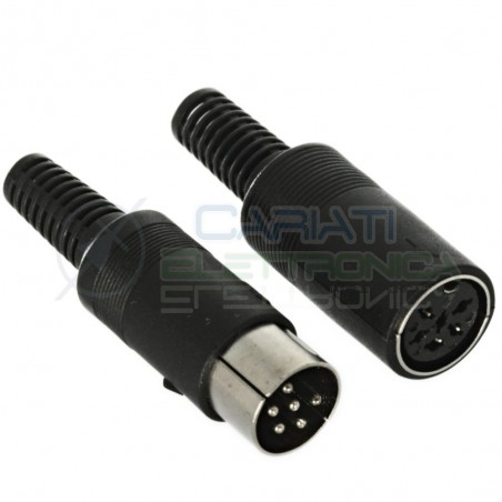 KIT Plug adapter DIN 6 pins male female PS MIDI for cableGenerico