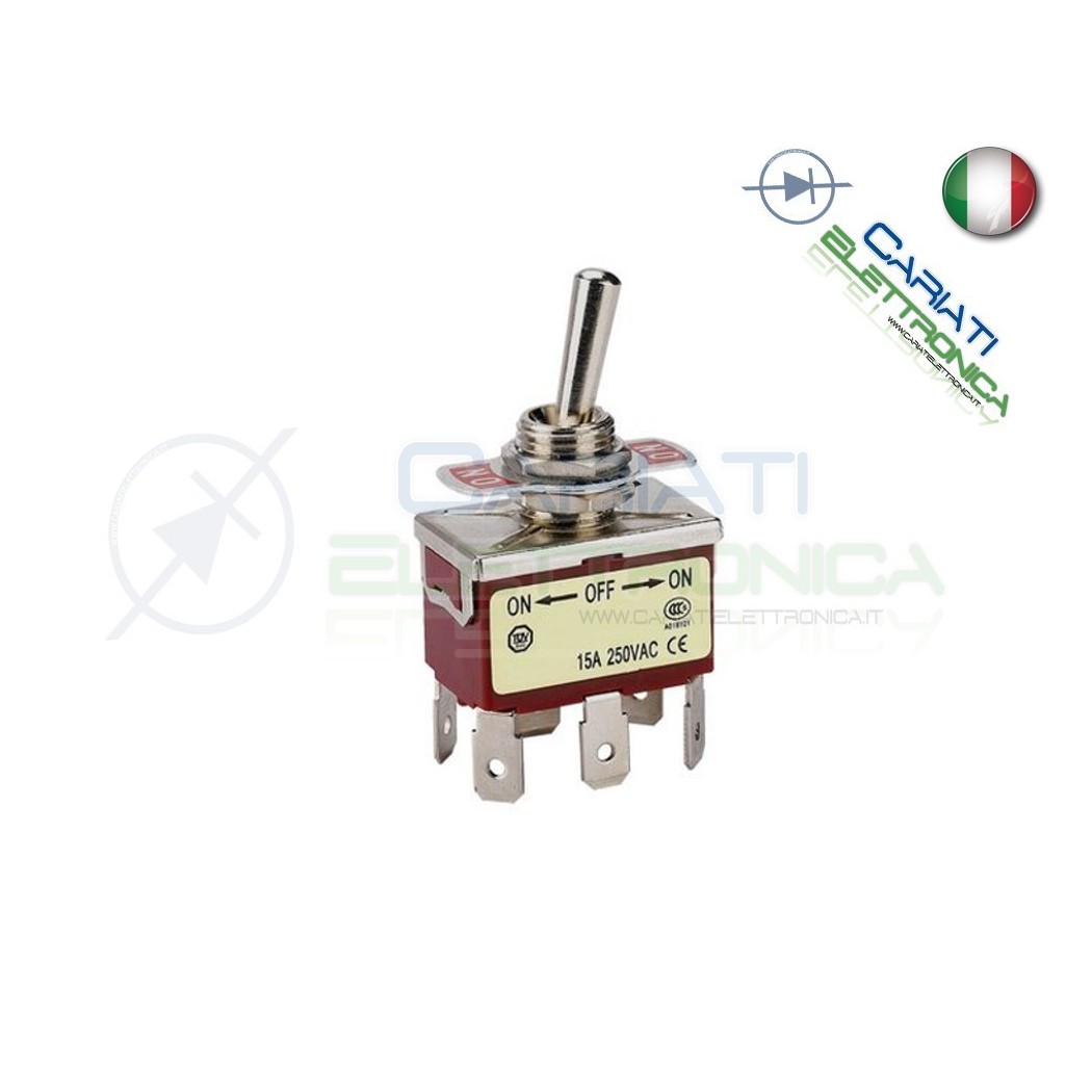 10 PEZZI Interruttore Deviatore a Leva DPDT ON OFF ON 15A 250V 6 Pin