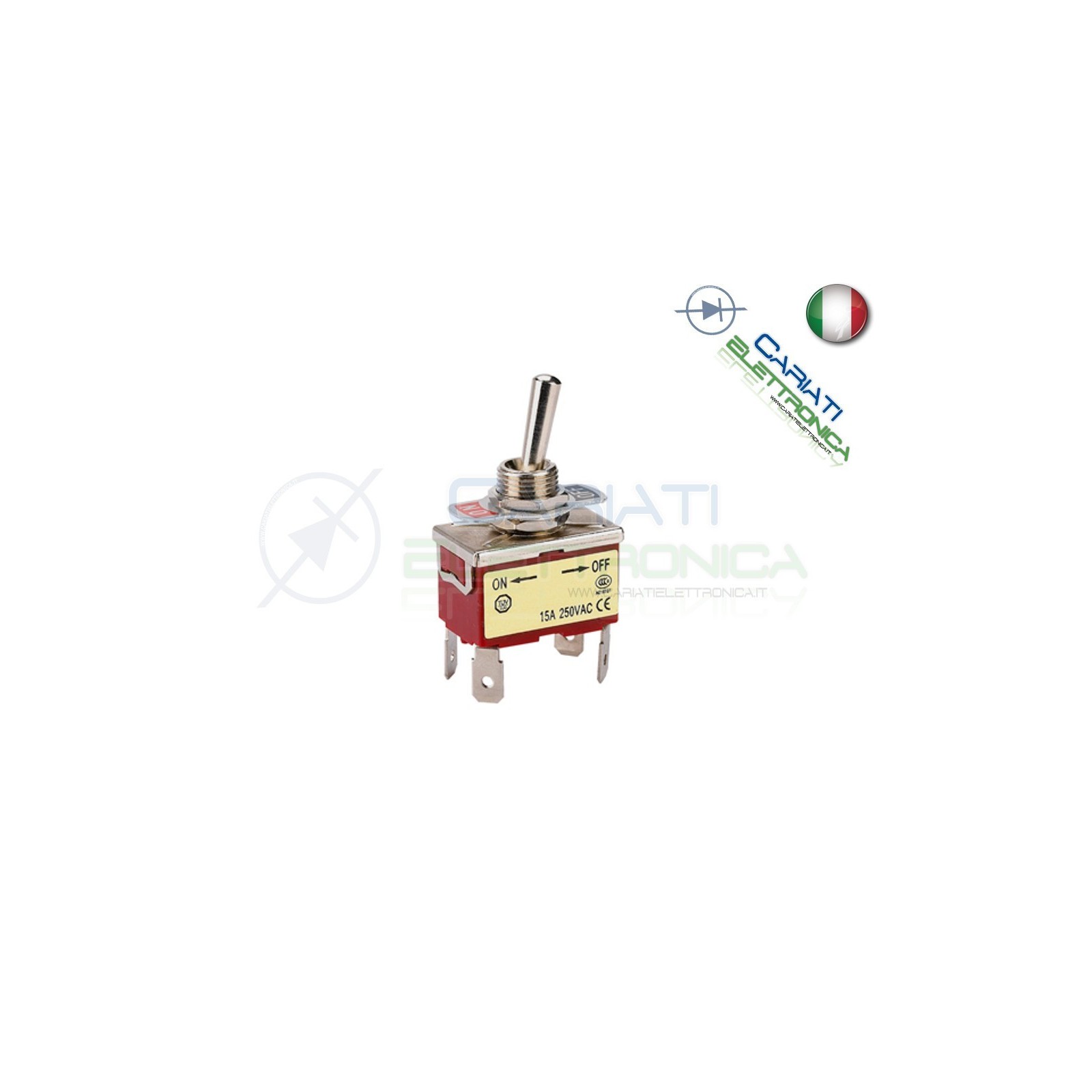 10 PEZZI Interruttore Deviatore a Leva DPST ON OFF 15A 250V 4 Pin