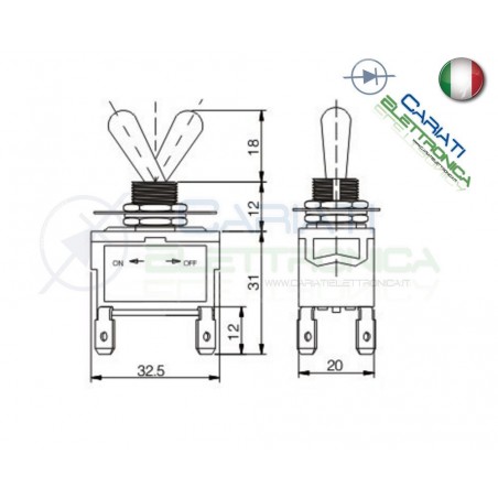 10 PEZZI Interruttore Deviatore a Leva DPST ON OFF 15A 250V 4 Pin