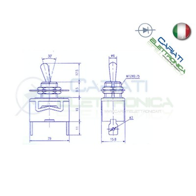 10 PEZZI INTERRUTTORE LEVA 12V 15A ON OFF CROMATO BILANCIERE AUTO MOTO TUNING BATTERIA