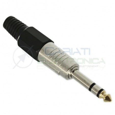 Spina Plug Jackconnettore PREFESSIONALE MASCHIO STEREO 6.3mm 6.3 mm CON PASSACAVO connettore
