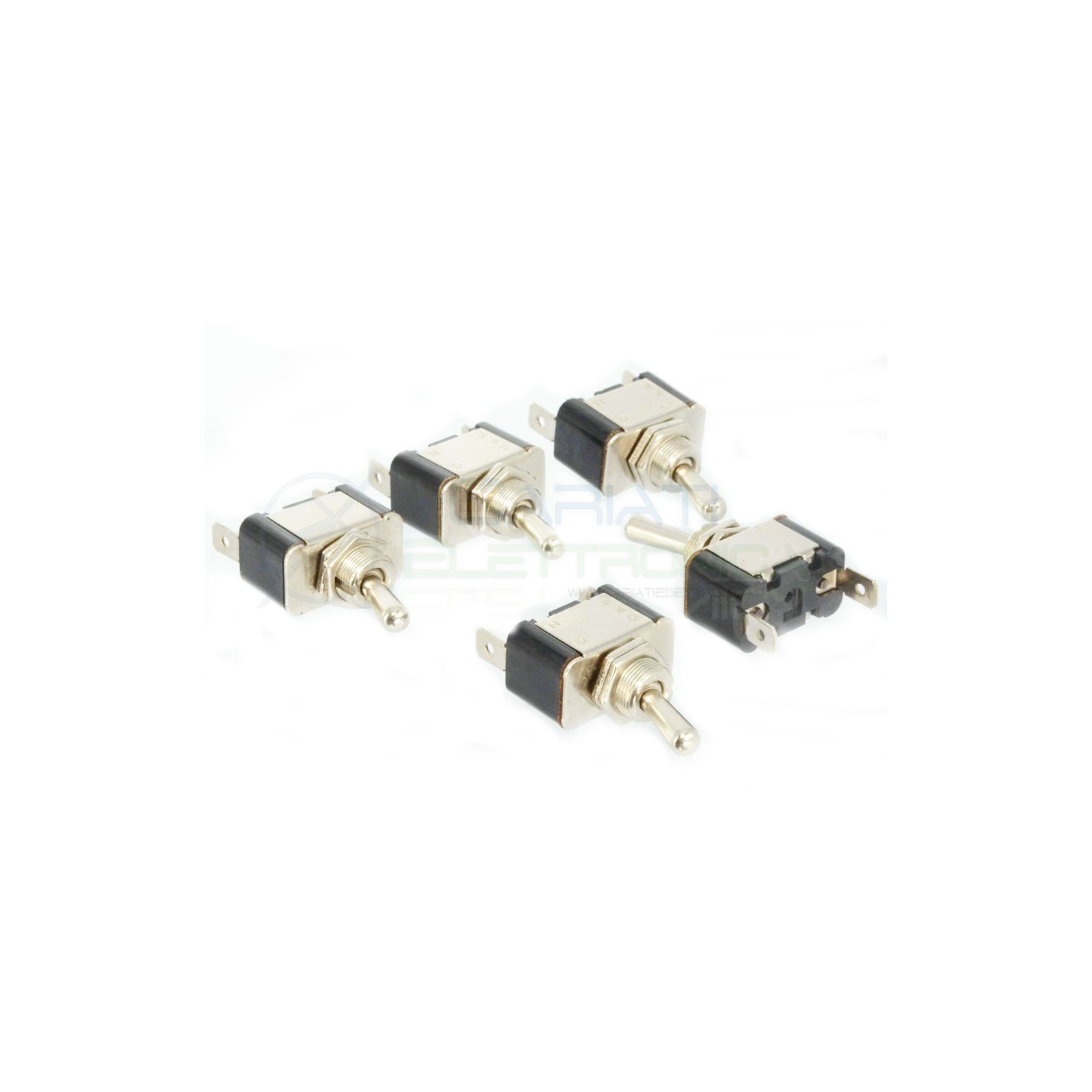 5 PEZZI INTERRUTTORE LEVA 12V CROMATO AUTO MOTO TUNING BATTERIA