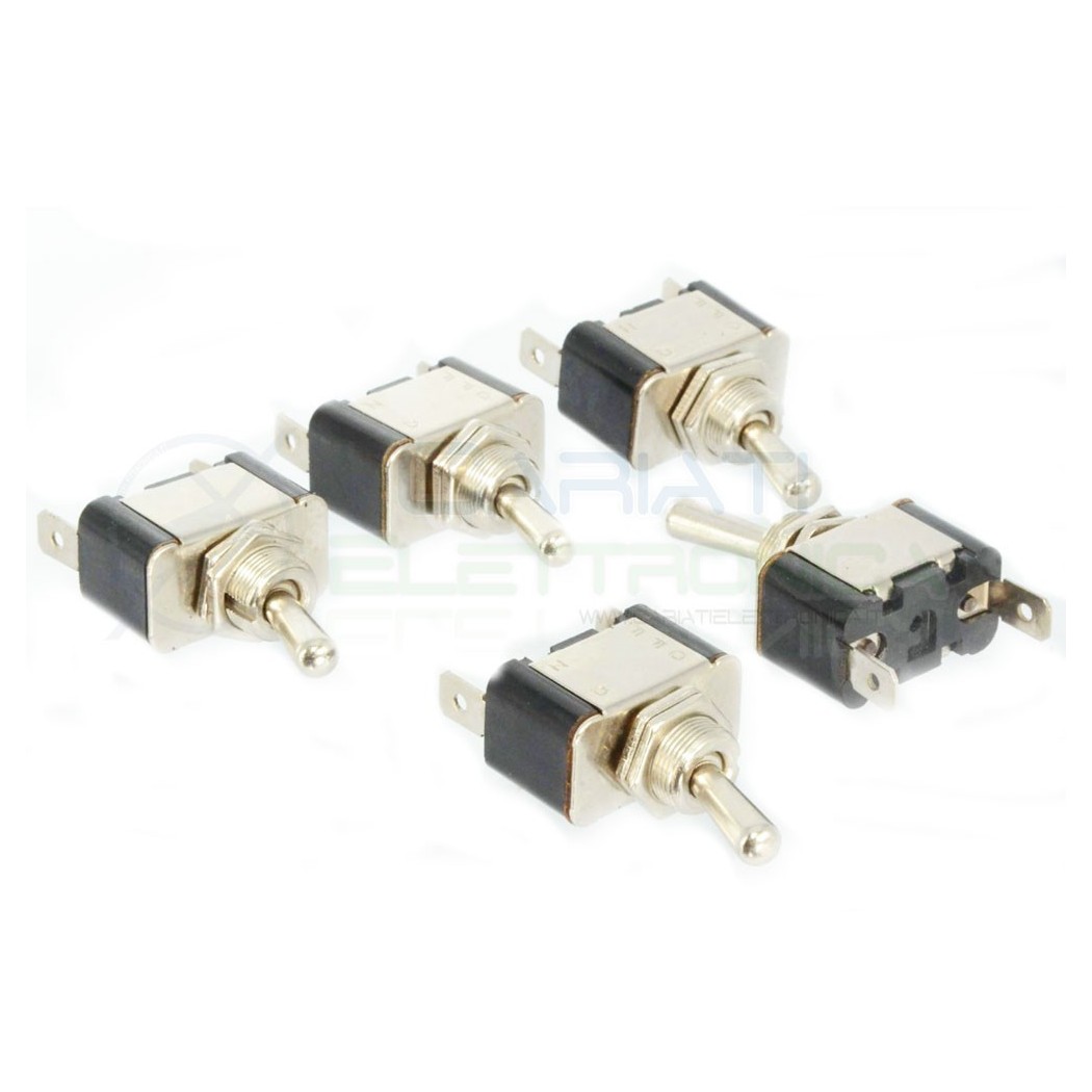 5 PEZZI INTERRUTTORE LEVA 12V CROMATO AUTO MOTO TUNING BATTERIA