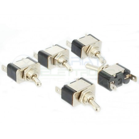 5 PEZZI INTERRUTTORE LEVA 12V CROMATO AUTO MOTO TUNING BATTERIA