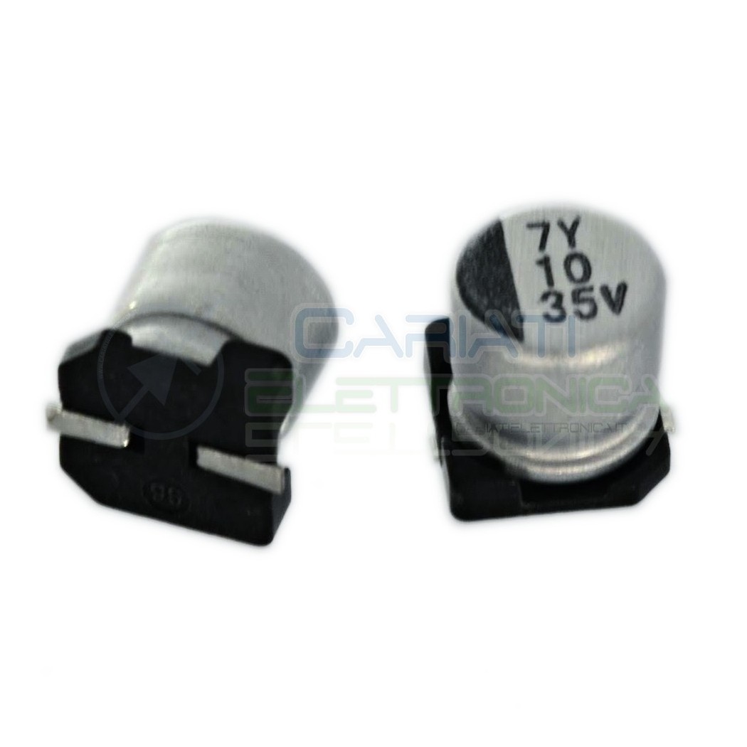 10 PEZZI Condensatore elettrolitico in SMD 10uF 35V 20% 5x5mm 85°C SAMWHA 10 uF