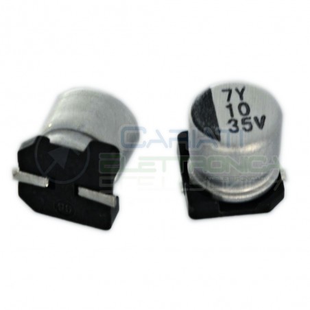 10 PEZZI Condensatore elettrolitico in SMD 10uF 35V 20% 5x5mm 85°C SAMWHA 10 uF