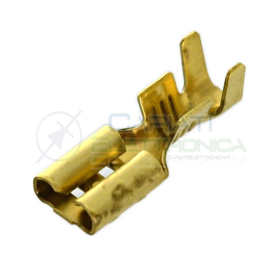 100 PEZZI Connettore Faston 4,8mm Femmina a crimpare da 4,8mm x 0,5mm per cavo 0,5-2mm2