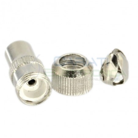 2 PEZZI Connettore Giunto Spina in metallo per cavo coassiale da 9,5mm antenna TV SAT
