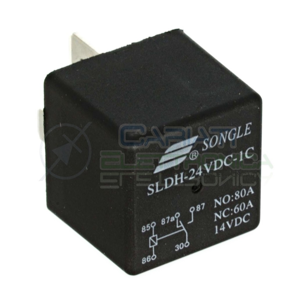Relè Relay Relais 24V 60A 80A 14VDC SPDT 5 Pin SLDH-24VDC-1C Auto Moto NauticaSongle