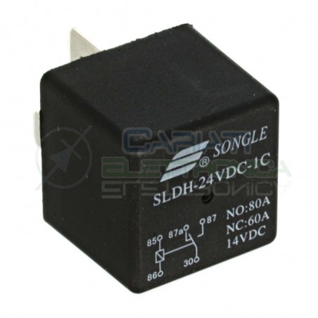 Relè Relay Relais 24V 60A 80A 14VDC SPDT 5 Pin SLDH-24VDC-1C Auto Moto NauticaSongle