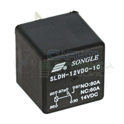 Relè Relay Relais 12V 60A 80A 14VDC SPDT 5 Pin Contatti Universale Luci Auto Moto NauticaSongle