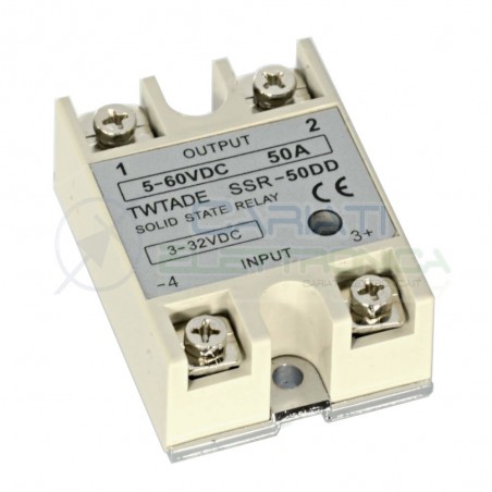Relè Statico 50A 3-32Vdc 5-60Vdc SSR-50 DD Stato Solido RelayGenerico
