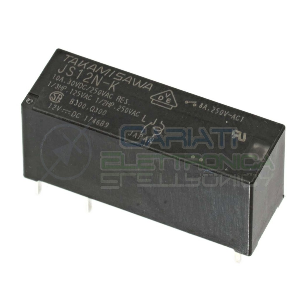 Relè Relay FUJITSU Takamisawa JS12N-K SPDT Bobina 12V contatti 10A 250Vac 30Vdc Omron