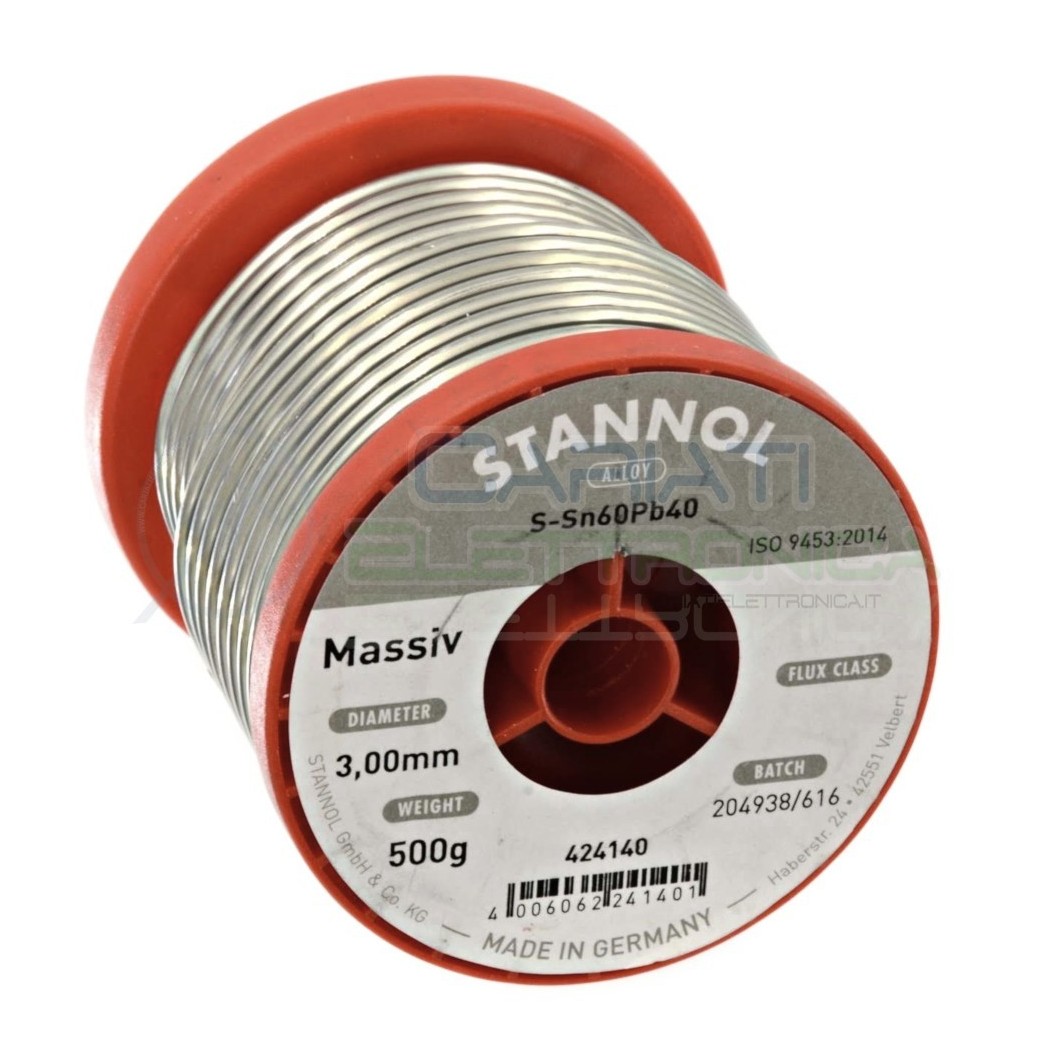 STAGNO STANNOL 500gr Diamentro 3mm Sn 60 Pb 40 60-40 60/40 BOBINA ROTOLOStannol