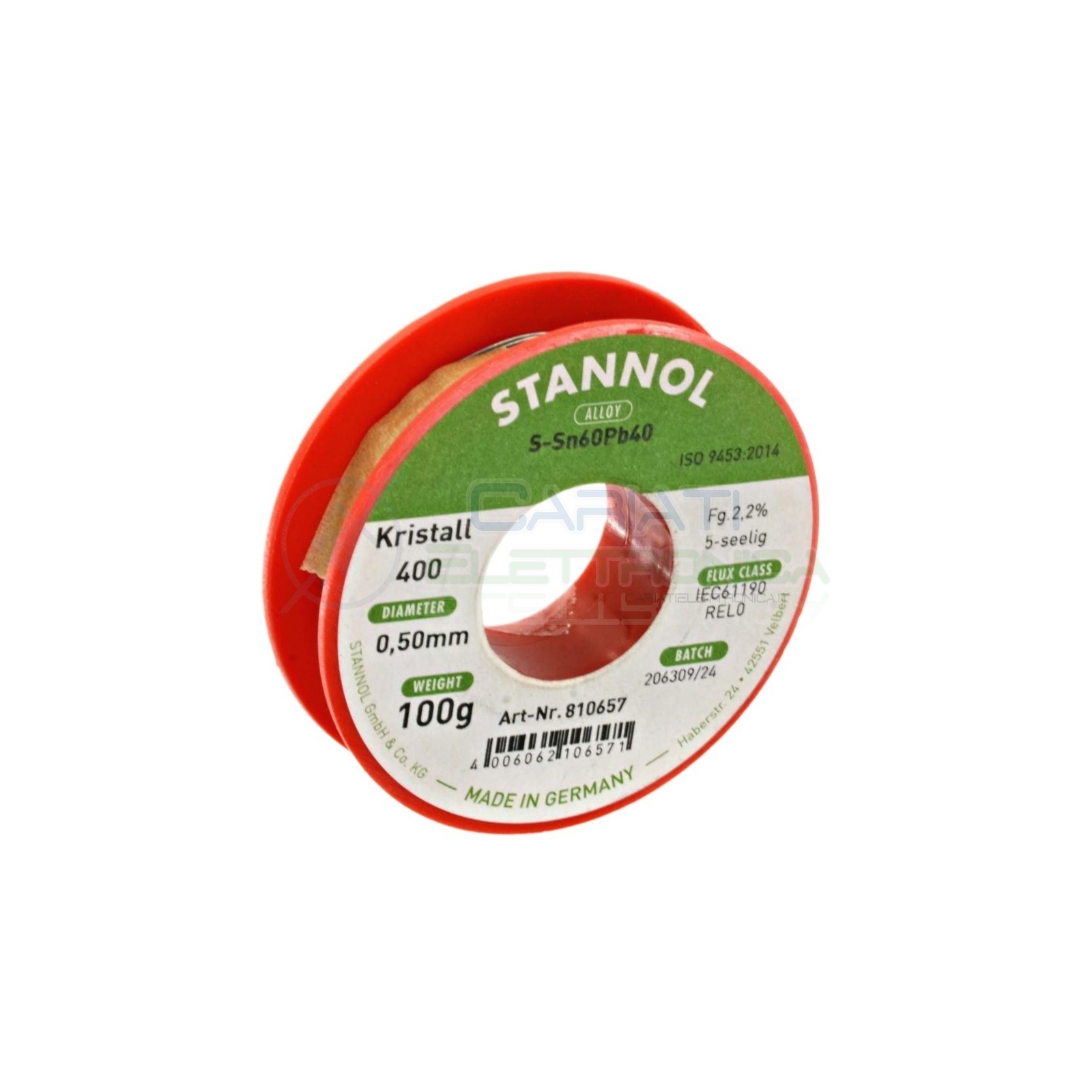 STAGNO STANNOL 100gr Diamentro 0.5mm Sn 60 Pb 40 60-40 flux 2,2% 60/40 BOBINA ROTOLOStannol