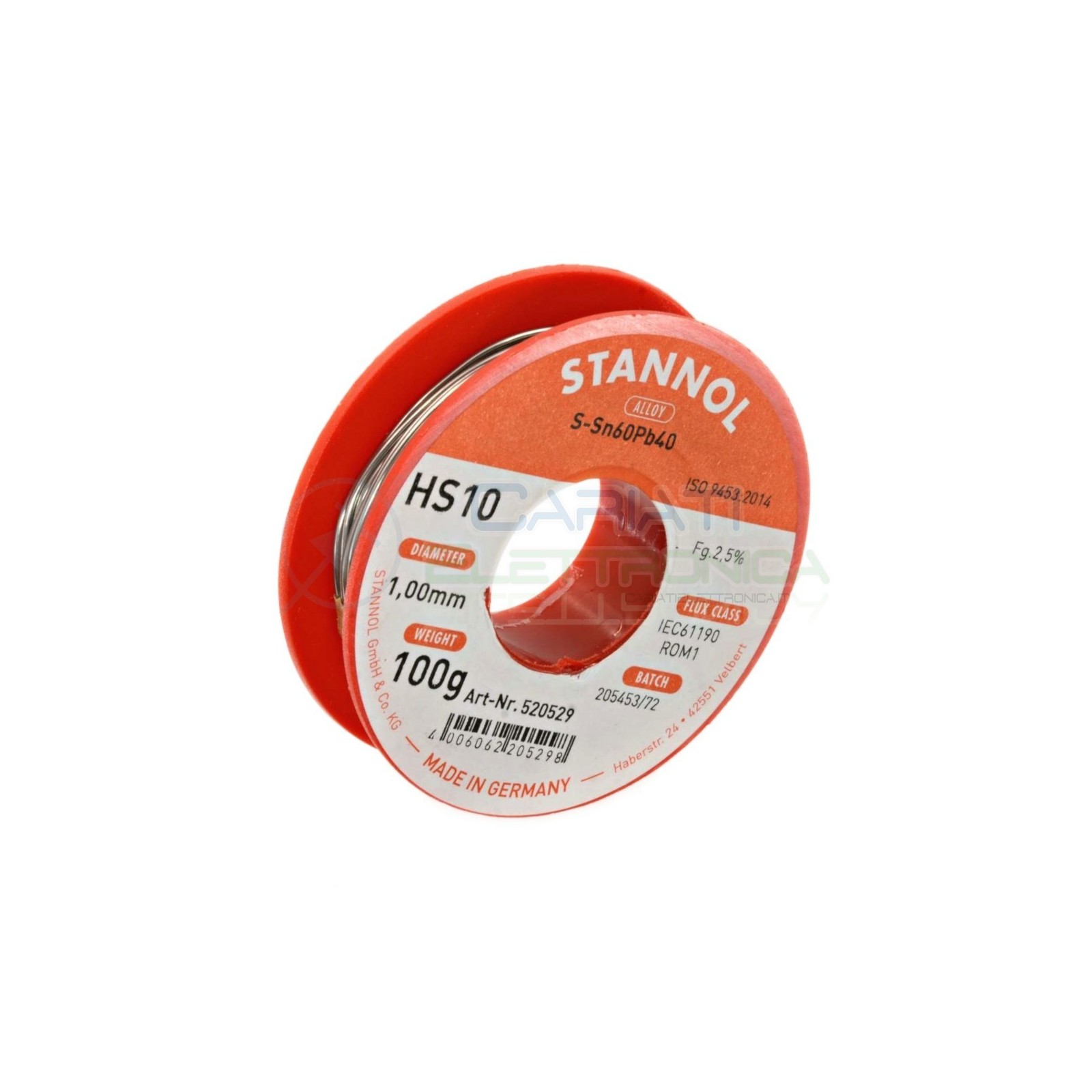 100g Stagno Stannol 1mm 60/40 flux 2,5% Bobina rotolo Stannol