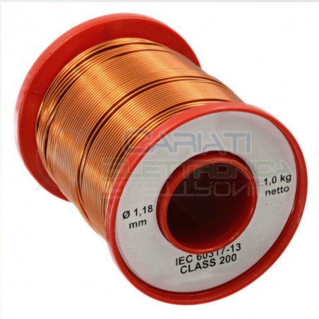 Rotolo filo Cavo bobina di rame da 1,18mm Peso 1Kg singolarmente smaltato per avvolgimenti 102mSynflex