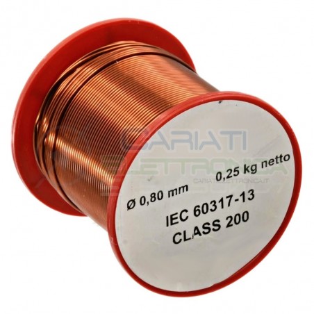 Rotolo filo Cavo bobina di rame singolarmente smaltato da 0,8mm 0,25Kg per avvolgimentiSynflex